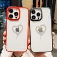 thumbnail image 2 of Clear Diamond Love Heart Case for iPhone 13 Pro Max 6.7-inch,Cute Bling Glitter Rhinestone Plating Camera Lens Protection Shockproof Back Cover Cases for Women Girls(Black), 2 of 8