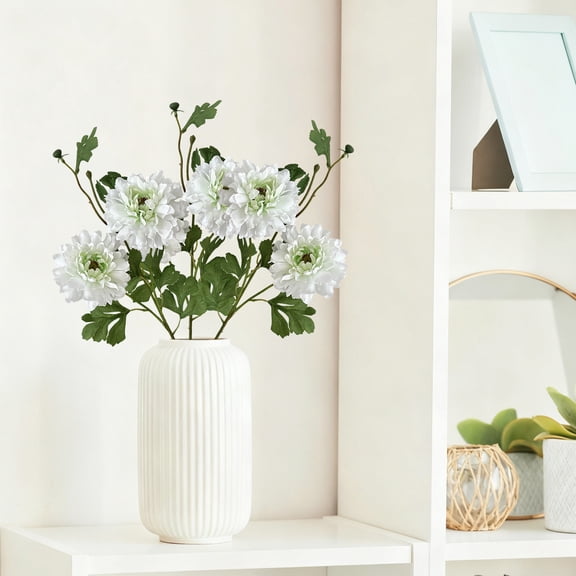 Artificial Flowers Spring Summer White Zinnia Silk Flowers, Peony Silk Flowers for Home Table Decor,Wedding Floral Arrangement,Valentine's Day Holiday Decoration
