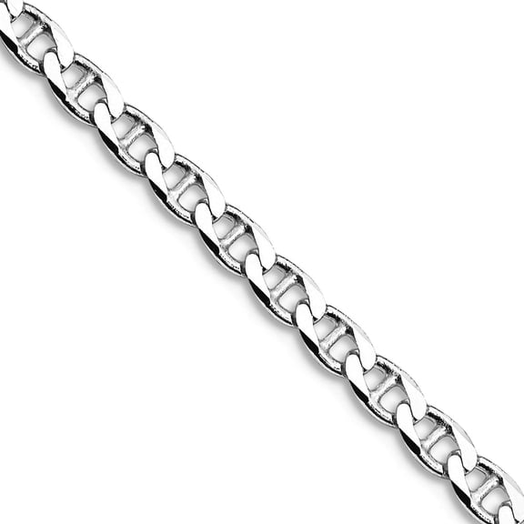 925 Sterling Silver Rhodium Plated 3.15mm Flat Comfort Curb Nautical Ship Mariner Anchor Chain Necklace 22 Inch Chain Ne