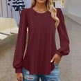thumbnail image 3 of Aofany Eyelet Blouses for Women Dressy Casual Long Sleeve Shirts Crew Neck Fall Trendy Tops, 3 of 8