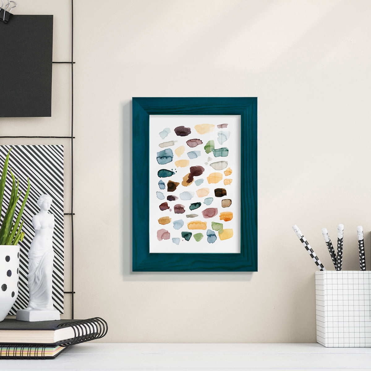 Shattered Segments II - Framed Print w/glass - Ocean Blue