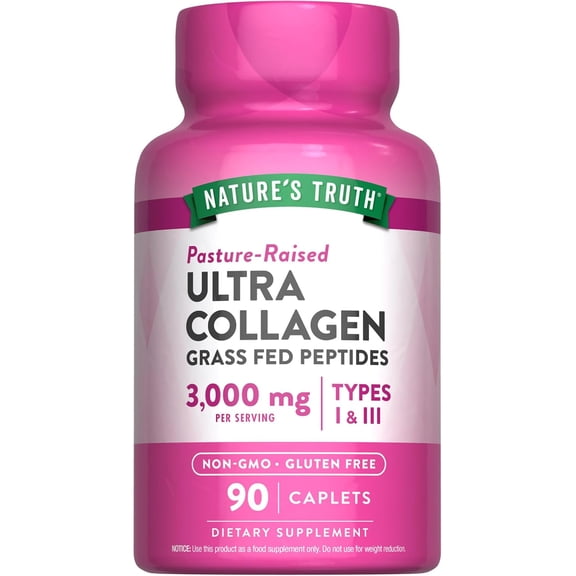 Hydrolyzed Collagen Peptides 3000mg | 90 Caplets | Non-GMO, Gluten Free | by Nature's Truth