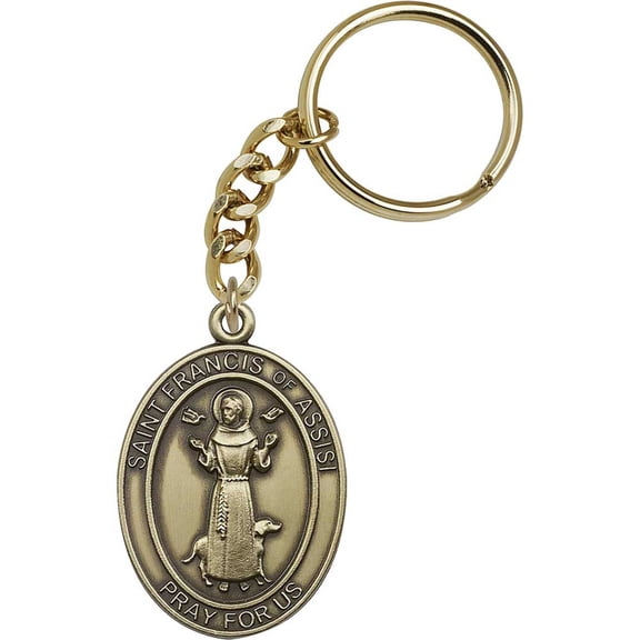 Antique Gold St. Francis of Assisi Keychain