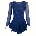 thumbnail image 2 of LIUHUO Long Sleeve Gradient Skating Dresses Girls Women. Polyester Diamond Decorated Customizable with Diamond Adorned Back Straps, 2 of 7