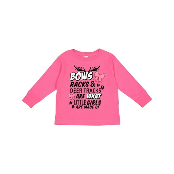 Inktastic Hunting Season Bows Racks & Deer Tracks Girls Long Sleeve Toddler T-Shirt