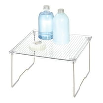 iDesign Plastic Stackable Cabinet Shelf Riser, Clear/Satin
