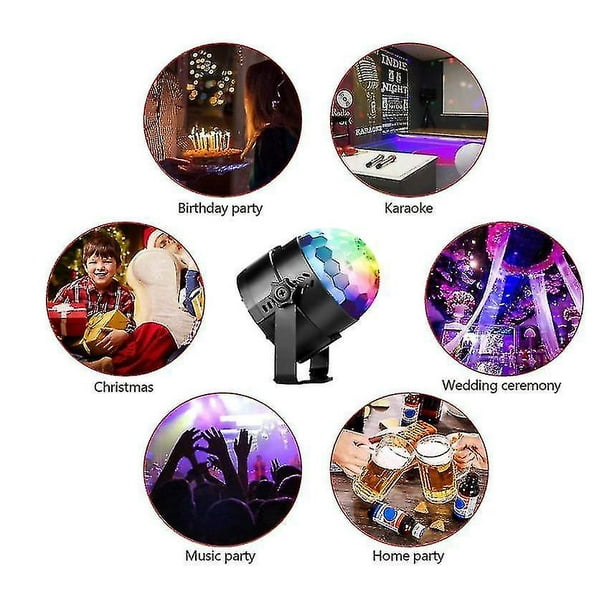 Jeux de Lumiere pour Soiree, Boule Disco USB 360° Lumineuse Rotative DJ  7RGB Lumiere pour Voiture, DJ, KTV, Fête, Bar, Noël 