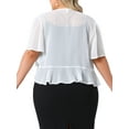 thumbnail image 3 of Plus Size Cropped Cardigan for Women Short Sleeve Open Front Lightweight Sheer Shrug 2X White, 3 of 6