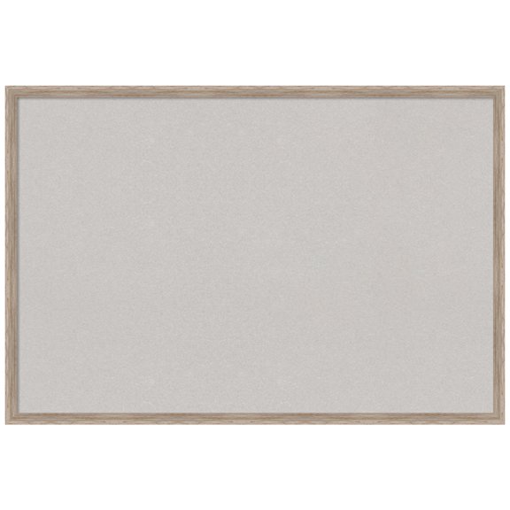 Amanti Art Grey Cork Board Wood Framed Hardwood Wedge White Wash Bulletin Board 37 in. x 25 in.