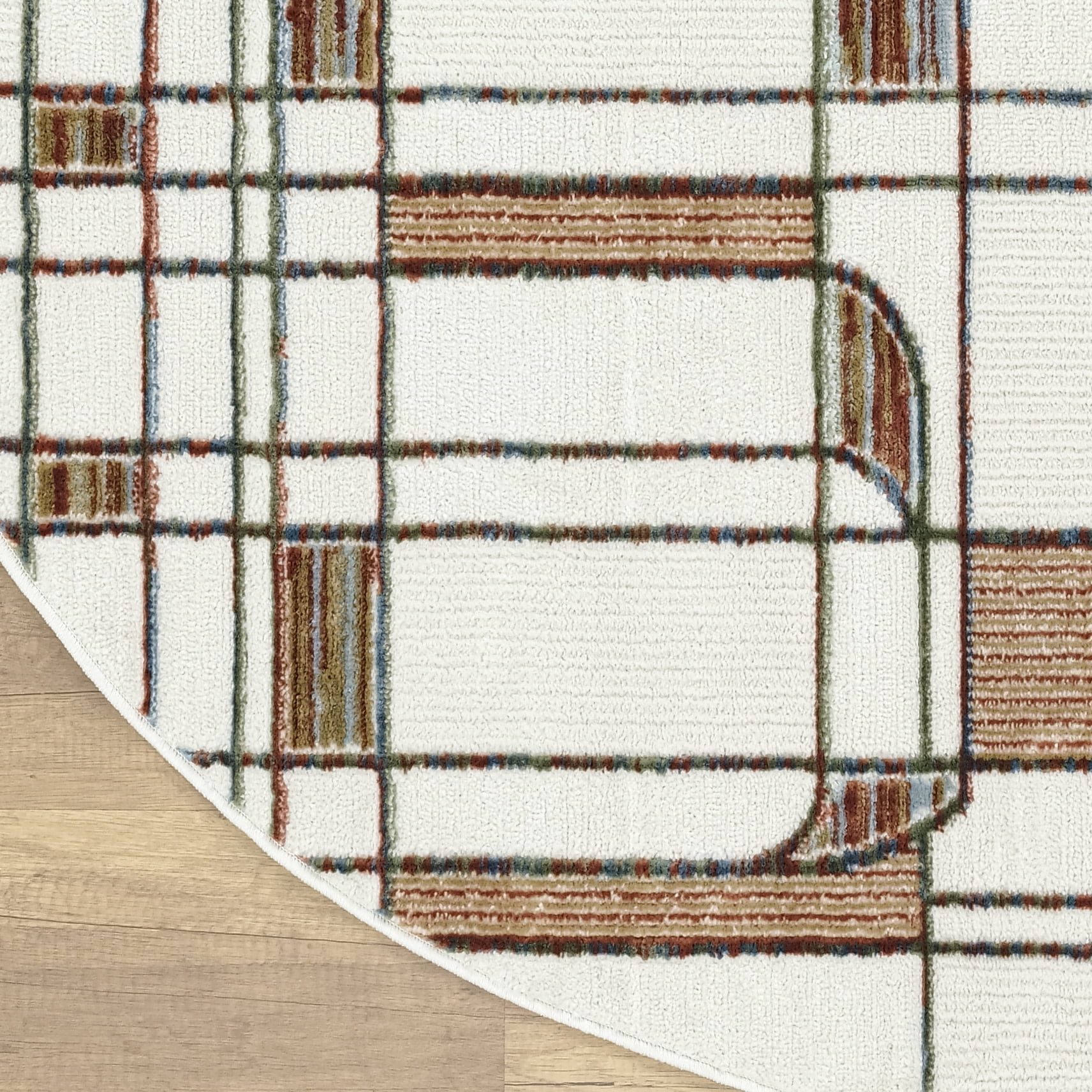 Nourison Nordic 8' x Round Ivory Rust Mid-Century Modern Indoor Rug