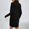 thumbnail image 4 of Zedker Long Sleeve Dress for Women Ribbed Knitted Mock Turtleneck Slim Fit Fall Dresses Bodycon Hip Hugging Dresses Fashion Clothes Plus Size Black S, 4 of 7