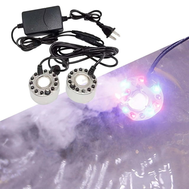 Humidificateur de Machine à Brouillard avec 2 Têtes Lumineuses Adaptateur US pour Halloween Acier Inoxydable