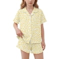 thumbnail image 2 of FAVIPT Pajamas Sets for Girls Summer Leopard Collared Short Sleeve T-Shirt and Shorts 2Pcs Pajama Button Down Loungewear Set Yellow,5-6Years, 2 of 7