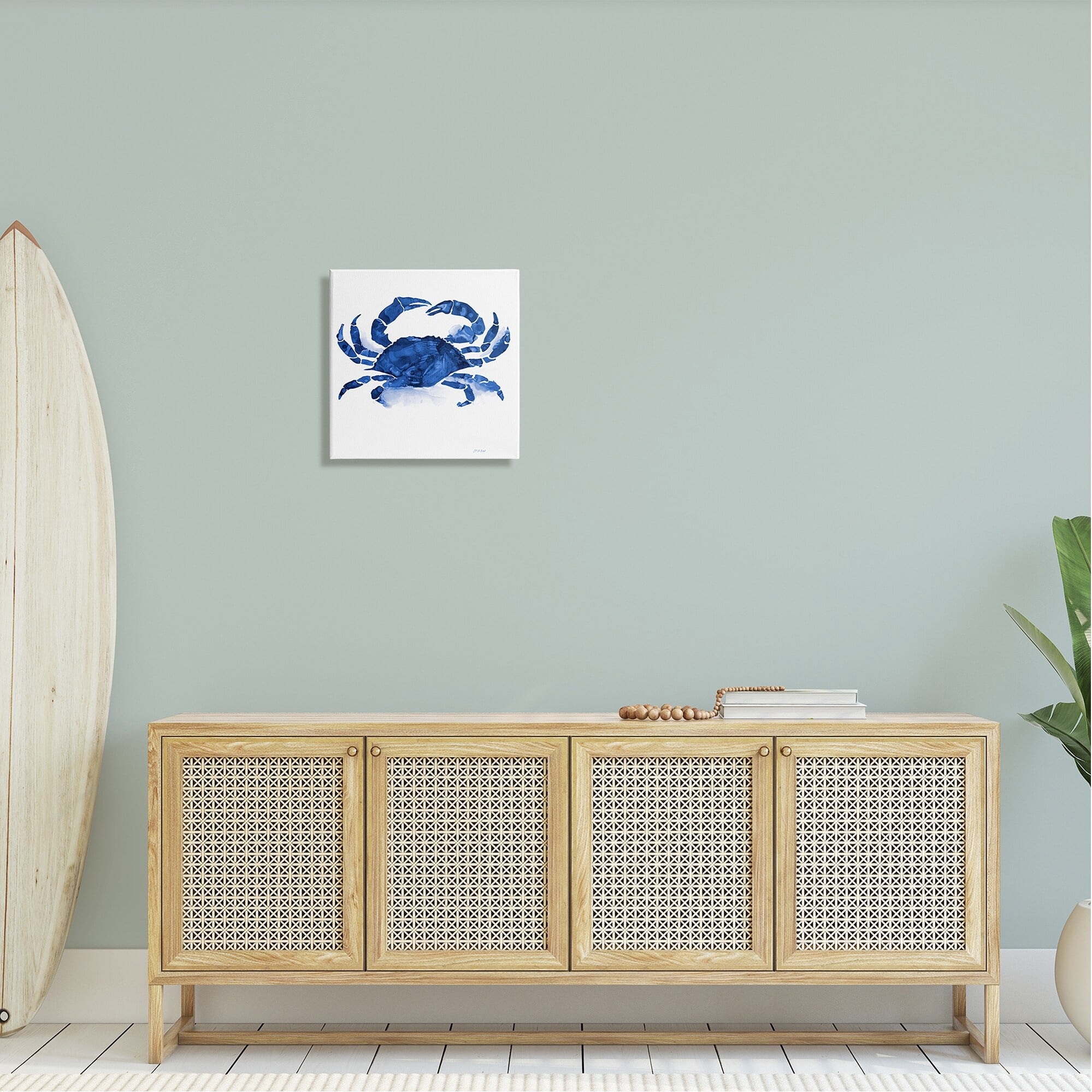 Stupell Industries Detailed Crab Wildlife Blue Ocean Sea Life Painting Gallery Wrapped Canvas Print Wall Art, Design by Patti Mann