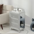 thumbnail image 5 of Luxury Mirrored Nightstand 3 Drawers Bedroom End Table Silver Finished Sofa Side Tables, 5 of 6