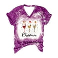 thumbnail image 2 of DailyTrove Women's Christmas Wine Glass Print V-Neck Short Sleeve T-Shirt - Multi-Color Options, Festival & Casual Daily Outerwear, 2 of 5