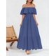 thumbnail image 4 of Vestido ZESICA a media pierna con volantes y hombros descubiertos para verano 2025, 4 of 6