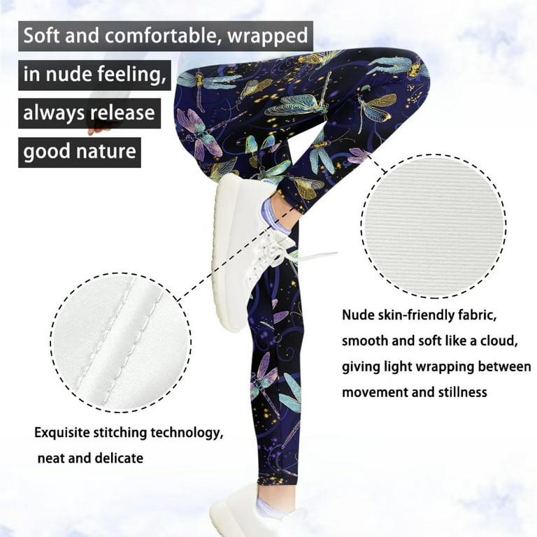 FKELYI Glitter Dragonfly Kids Leggings Durable School Yoga Pants High  Waisted Butt Lift Elastic Going Out Girls Tights Size 6-7 Years 