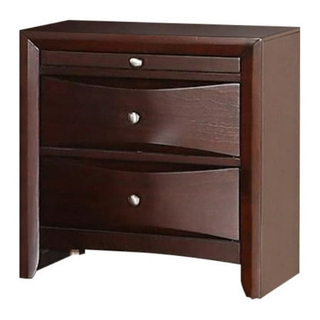 Benzara Pine Wood Night Stand With 2 Drawers And Pull Out Tray