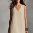 thumbnail image 5 of FAIWAD Linen Dress Women V Neck Sleeveless Side Slit Maxi Dresses Loose Casual Flowy Boho Sundress, 5 of 9