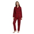 thumbnail image 2 of Amaxer Women's 100% Cotton Cozy Flannel Pajama Set - Long Sleeve Button-Up Top with Elastic Waist Pants, Warm & Soft Sleepwear, Red Christmas Plaid-2, XL, 2 of 6