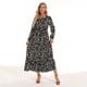 thumbnail image 4 of Gibobby Vestido largo casual de verano para mujer Vestido elegante casual para mujer Vestido de manga larga con estampado floral Volantes Temperamento fluido Vestido(Negro,CH), 4 of 5
