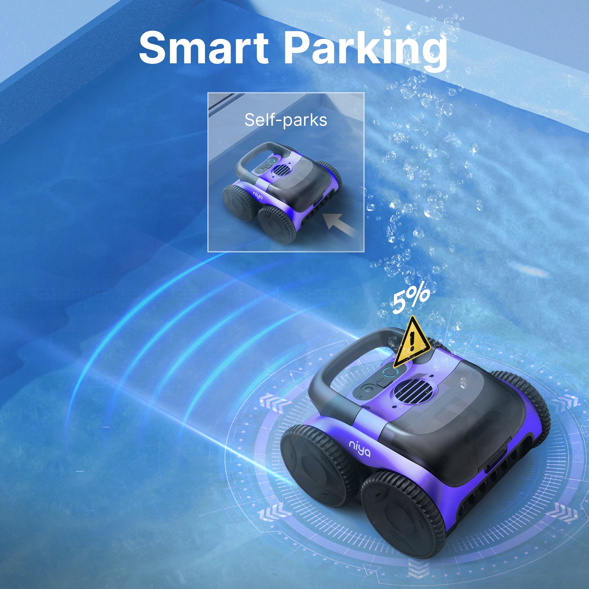 Niya Sonar 20 Cordless Robotic Pool Cleaner from The Creators of Dolphin, Ideal for Above/Inground Pools, up to 26 FT in Length, Floor Cleaning Only