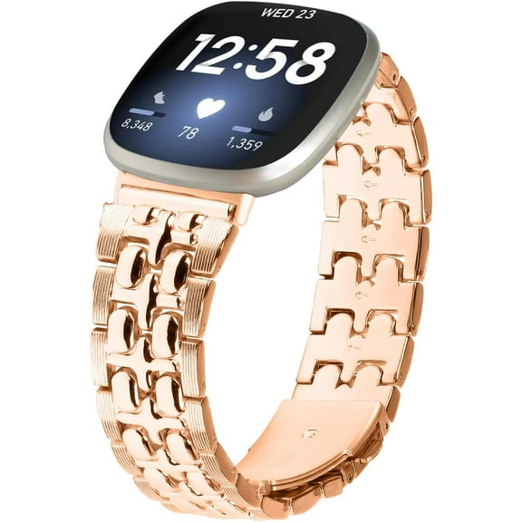 REQO Compatible with Fitbit Versa 4＆Sense 2 Band Women Men,Adjustable Stainless steel metal replacement wristband,Compatible with Fitbit Versa 3＆Sense bands for women men