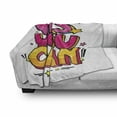 thumbnail image 3 of Saying Soft Flannel Fleece Throw Blanket, Yes You Can Message Graffiti Word Bubble Style with Stars, Cozy Plush for Indoor and Outdoor Use, 50" x 70", Hot Pink Yellow and Blue, by Ambesonne, 3 of 6