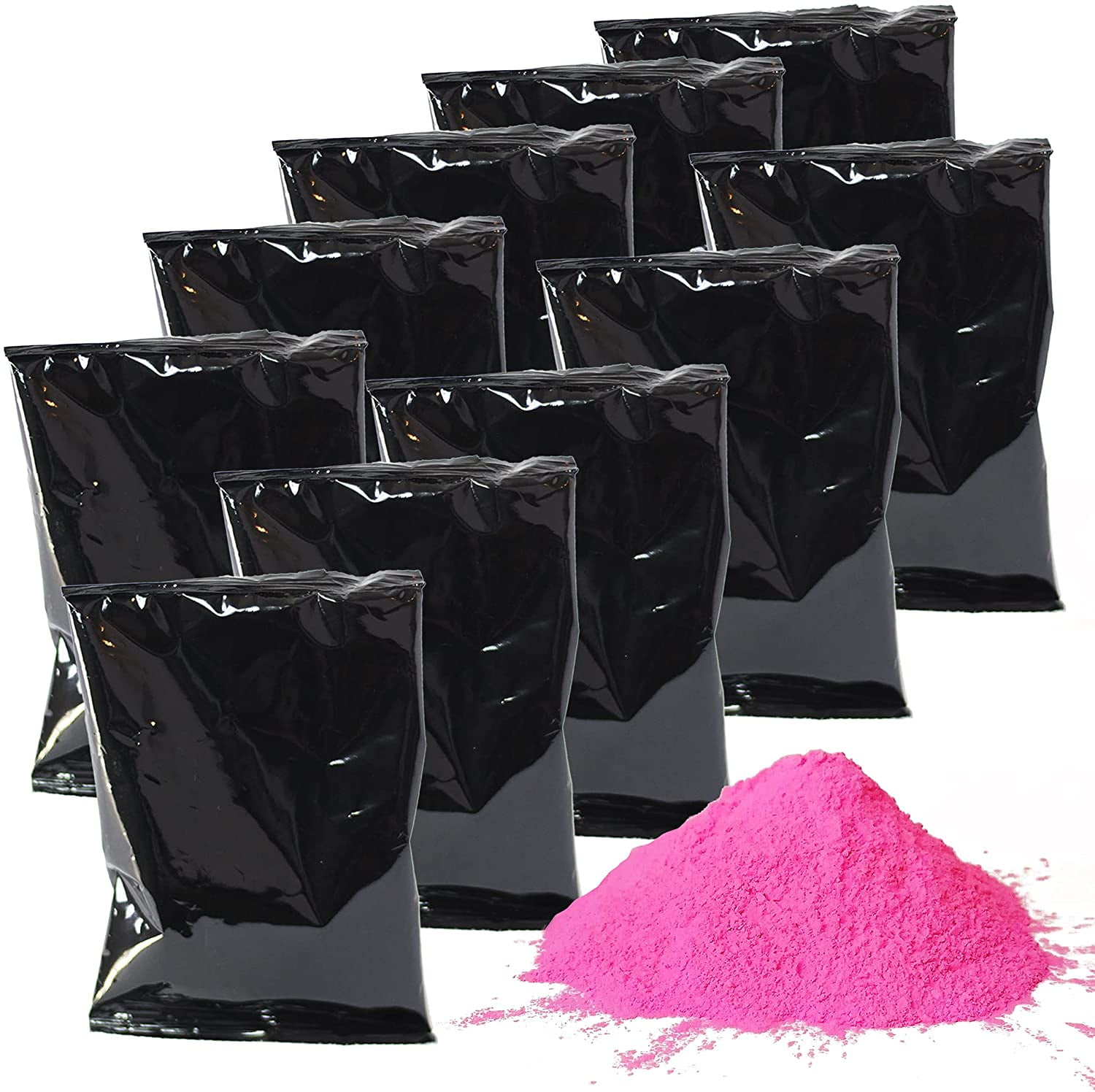 Chameleon Colors Pink Gender Reveal Powder - Individual Blackout Bags of Pink Color Powder with - For Photography, Baby Girl Gender Reveal, Birthday Party, and Holi Festival - 10 Pack of 70g Bags