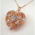 thumbnail image 2 of TAAPSEE JEWELS 1.50Ct Round Cut CZ Heart Locket Pendant 14K Rose Gold Finish 18" Chain, 2 of 3