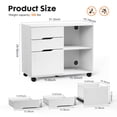 thumbnail image 5 of Edx Wooden 3 Drawer File Rolling Cabinet with Wheels, White, 5 of 7