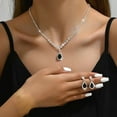 thumbnail image 3 of Eosunjian 1 Set Women Jewelry Set Rhinestone Necklace Earrings Prom Wedding Party Bride Water Drop Dangle Earrings Formal Occasions Neck Jewelry Black, 3 of 13