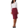 thumbnail image 2 of INSPIRE CHIC Women's Pencil Skirt High Waist Split Hem Invisible Zipper Work Skirt L Burgundy, 2 of 6