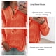 thumbnail image 3 of Blusa Manga Larga Cuello En V Botón De Bolsillo Color Puro Casual Top De Moda Para Mujer Naranja L, 3 of 4