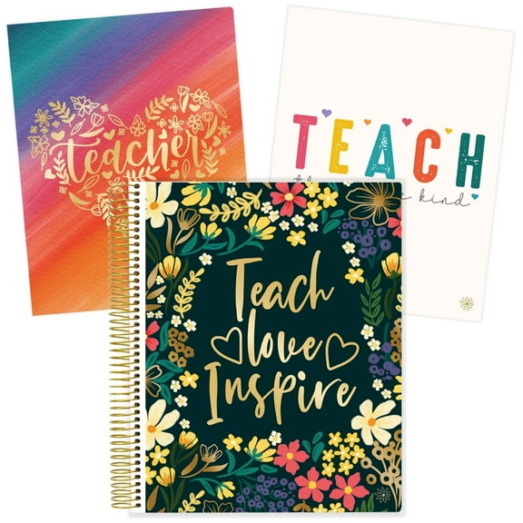 Undated Teacher Planner & Calendar, Interchangeable Cover, Bold & Bright