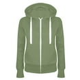 thumbnail image 3 of Ecqkame Womens Slim Fit Lightweight Zip Up Hoodie Fashion Women Casual Hooded Slim Zipper Fleece Sweater Coat Green C L, 3 of 3