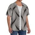 thumbnail image 2 of PAYOHTO Geometric Wave Texture Mens Hawaiian Casual Short-sleeved Shirt Tropical Summer Beach Button Down Shirts, 2 of 7