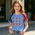thumbnail image 2 of JAJAHO US National Flag T Shirts For Girls Raglan Short Sleeve Bow Print Graphic Tee 4Th Of July Independence Day Top, 2 of 4