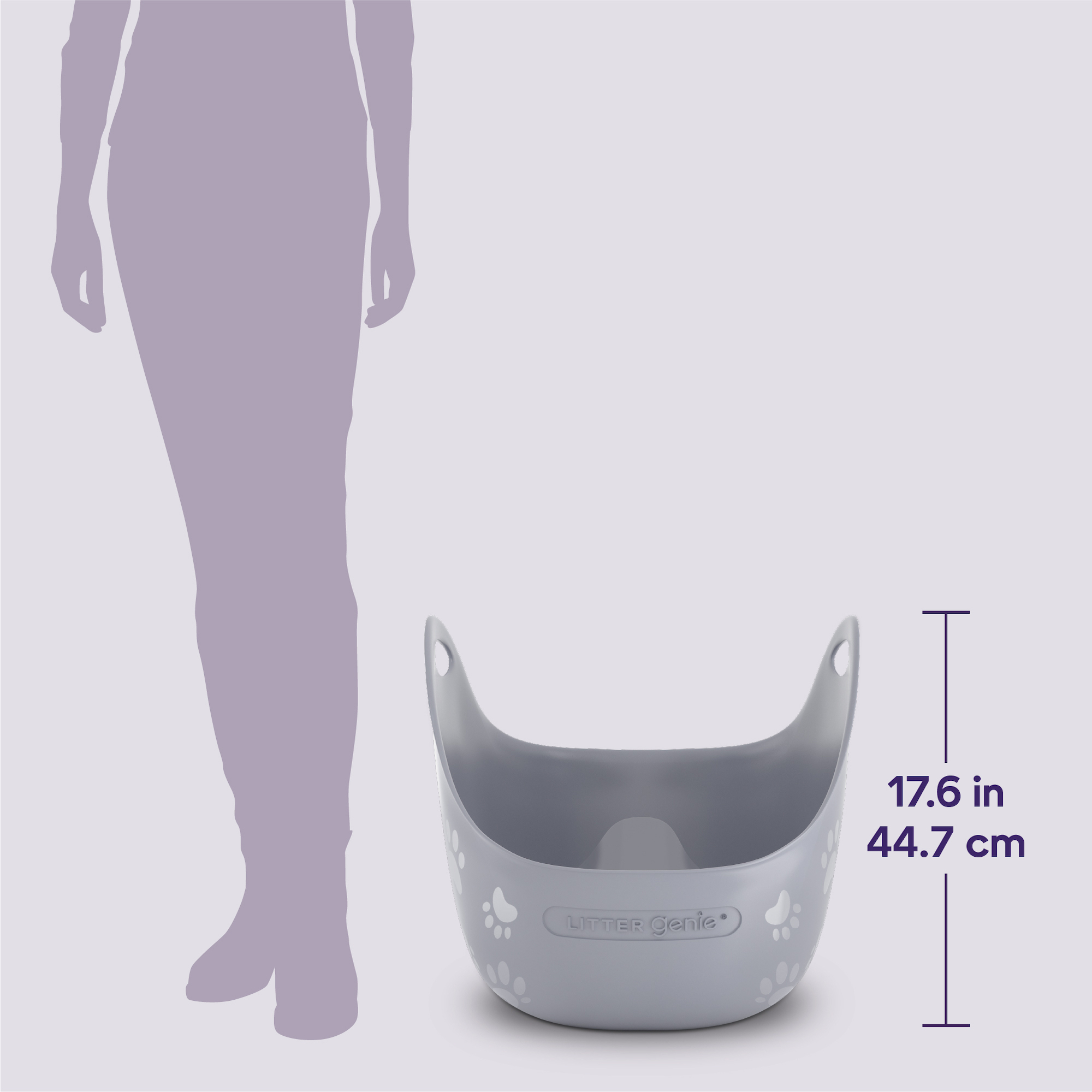 Litter Genie High-Sided Cat Litter Box with Handles, Silver photo 8
