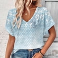 thumbnail image 3 of Xuyuer Womens T Shirt Casual Short Sleeve V-Neck Graphic T-Shirt Tops Tees Summer Dressy Casual Tops Pleated FrontVintage Shirt for Women Graphic Tee Casual Cottagecore Summer T Shirt, 3 of 6