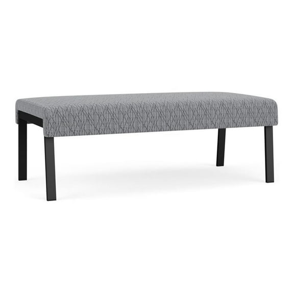 Waterfall Reception Waiting Room Healthcare 2-Seat Bench / Black Steel / Gray