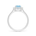 thumbnail image 2 of ANGARA Natural Oval 1 ct Aquamarine Ring with Floral Diamond Halo in 14K White Gold for Women (Size-8x6mm) | March Birthstone, Birthday, Anniversary, Jewelry Gift for Women | Natural Aquamarine Ring, 2 of 9