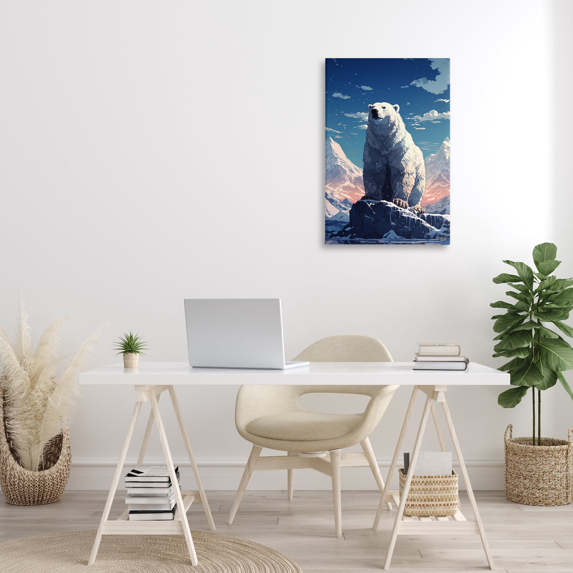 Stupell Industries Snowy Polar Bear Animals & Insects Painting Gallery Wrapped Canvas Art Print Wall Art, 20 x 30