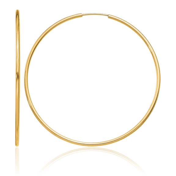 ICE CARATS 10K Yellow Gold Extra Large Round Hoop Earrings - 51mm 2 inch - Latch Back, Lightweight, Endless Hoop Back Women's