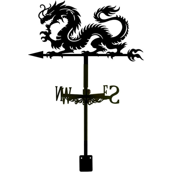 Dragon Weather Vane Dragon Metal Weathervane Wind Vanes for Outside Roof Decor Weather Vanes for Yard Black Wind Decorative Signs for Farmhouse Yard Farm Barn Sheds Garden Patio Decoration