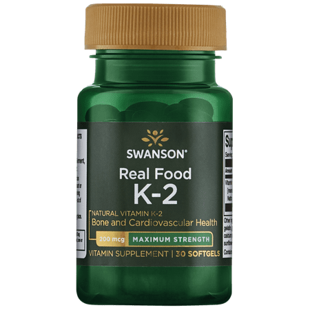 Swanson Real Food Vitamin K-2 - Maximum Strength 200 mcg 30