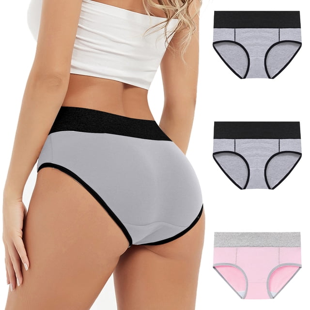 Posijego High Waist Underwear for Women 3 Pack Briefs Full Coverage Breathable Plus Size Panties Multipack