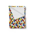 thumbnail image 2 of Mosaic Soft Flannel Fleece Throw Blanket, Geometric Shapes Composition with Colorful Stained Glass Design Grid Illustration, Cozy Plush for Indoor and Outdoor Use, 70" x 90", Multicolor, by Ambesonne, 2 of 5