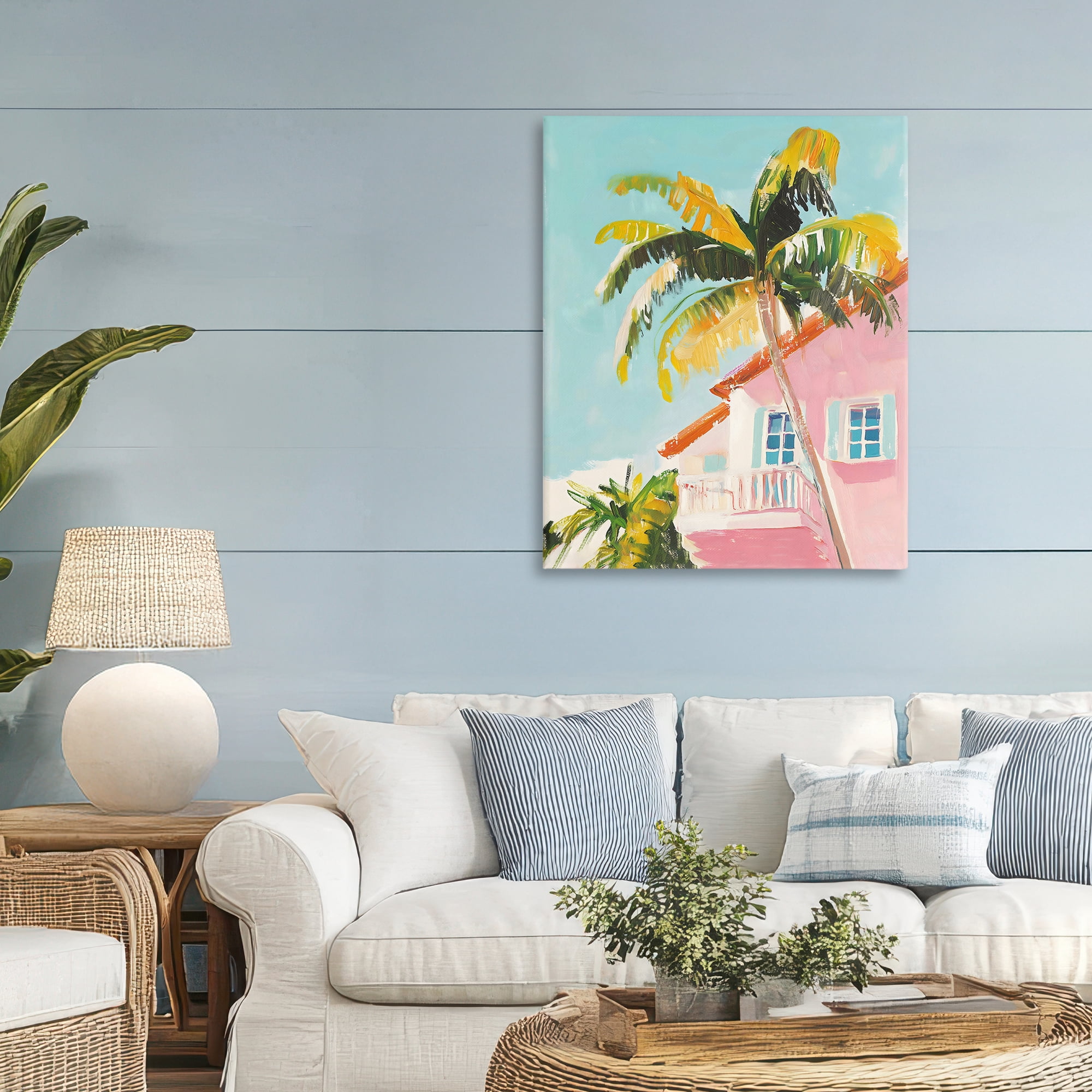 Stupell Industries Pink House Palm Tree Canvas Wall Art, design by The Prints Vibe